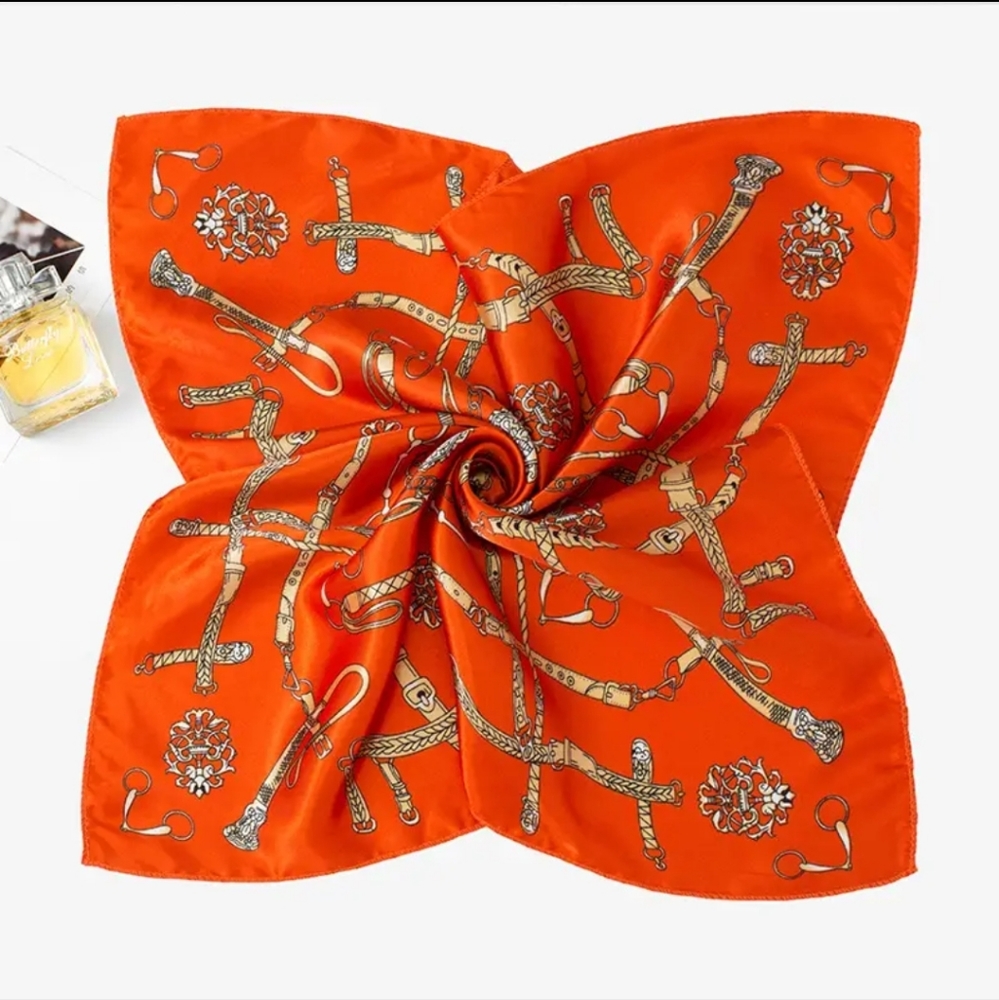 🆕️19.68" Elegant Tangerine Satin Scarf - Twilly